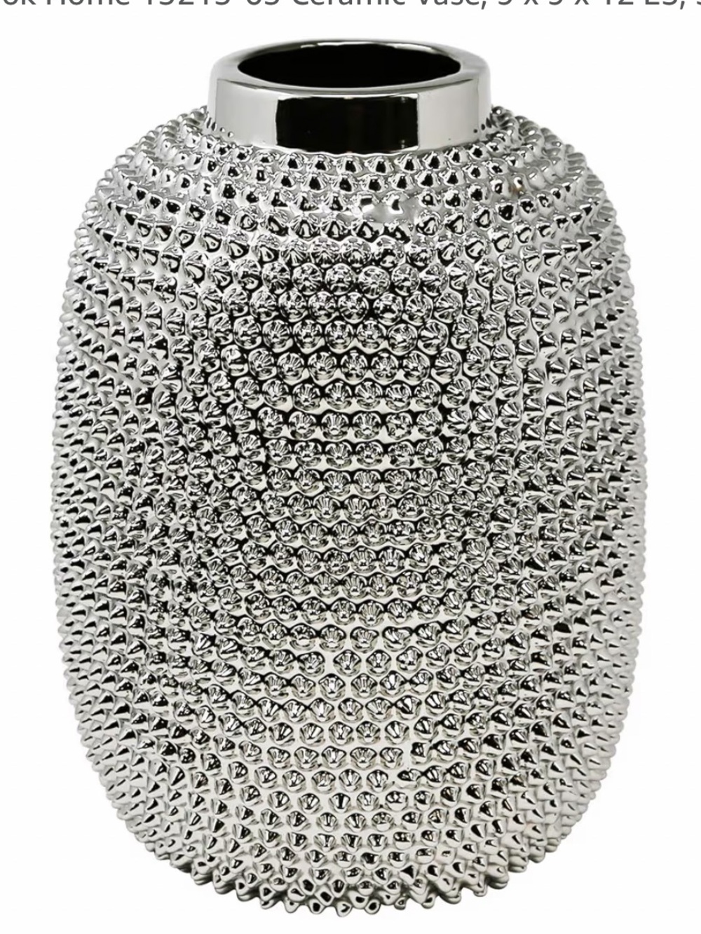 Sagebrook Textured Silver Ceramic Vase